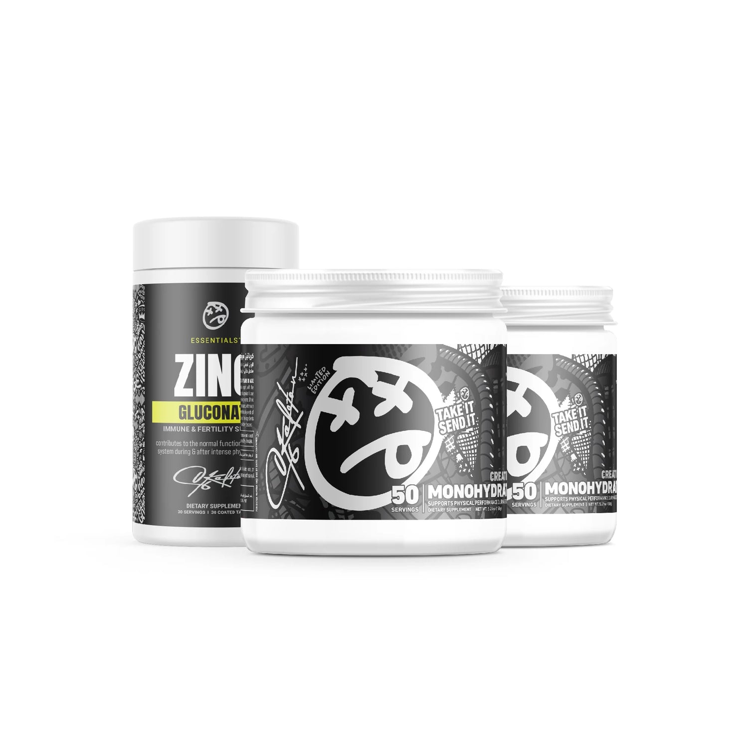 SKELETON 2X Creatine Monohydrate 50 Servings Stack with Free Zinc Gluconate Supporting Strength, Muscle Performance and Training Results
