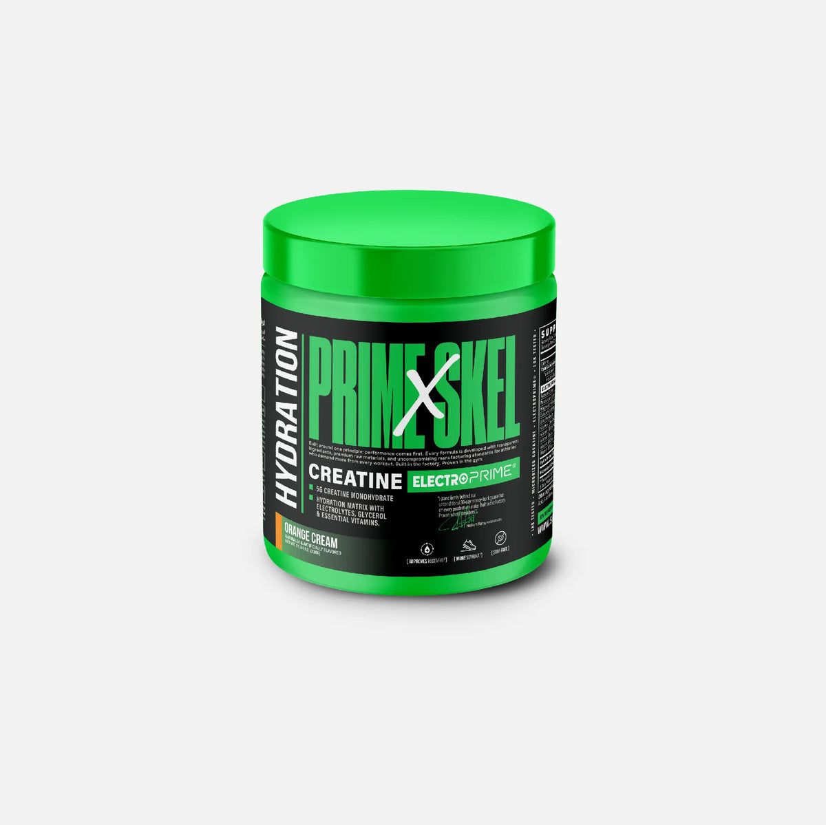 SKELETON® Creatine ElectroPrime™ 330G with 5G micronized creatine, ElectroPrime® electrolytes and HydroPrime® glycerol.
