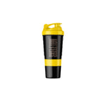 Yellow SKELETON® Smart Shaker with leak-proof lid for mixing protein shakes and supplements.