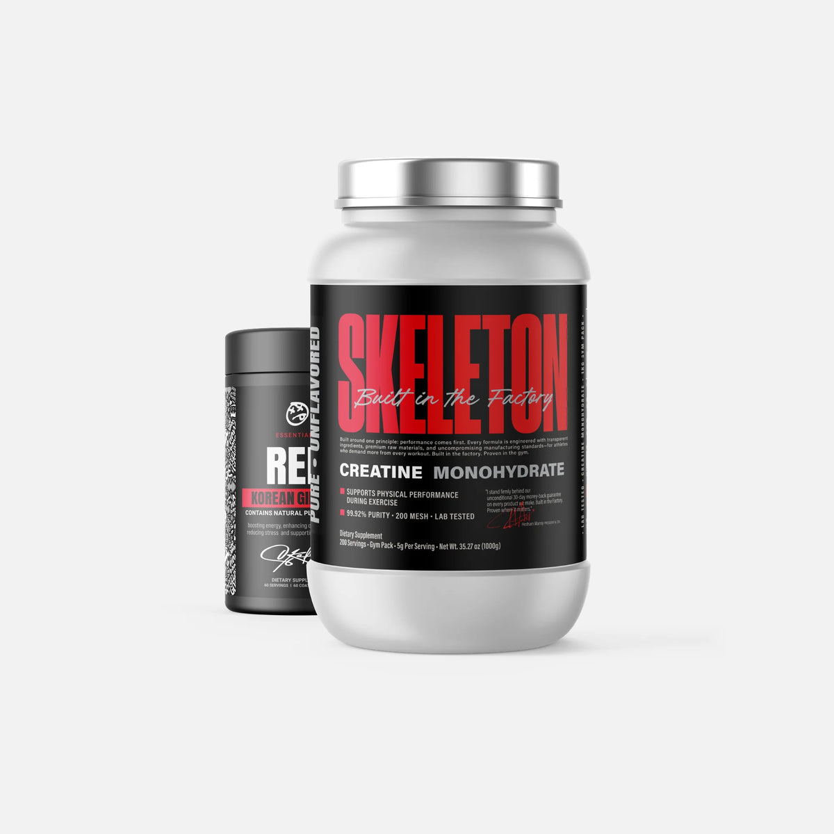SKELETON® Creatine Monohydrate 1KG Bundle with FREE Zinc supplement, supporting muscle strength, workout performance, and daily nutrition.