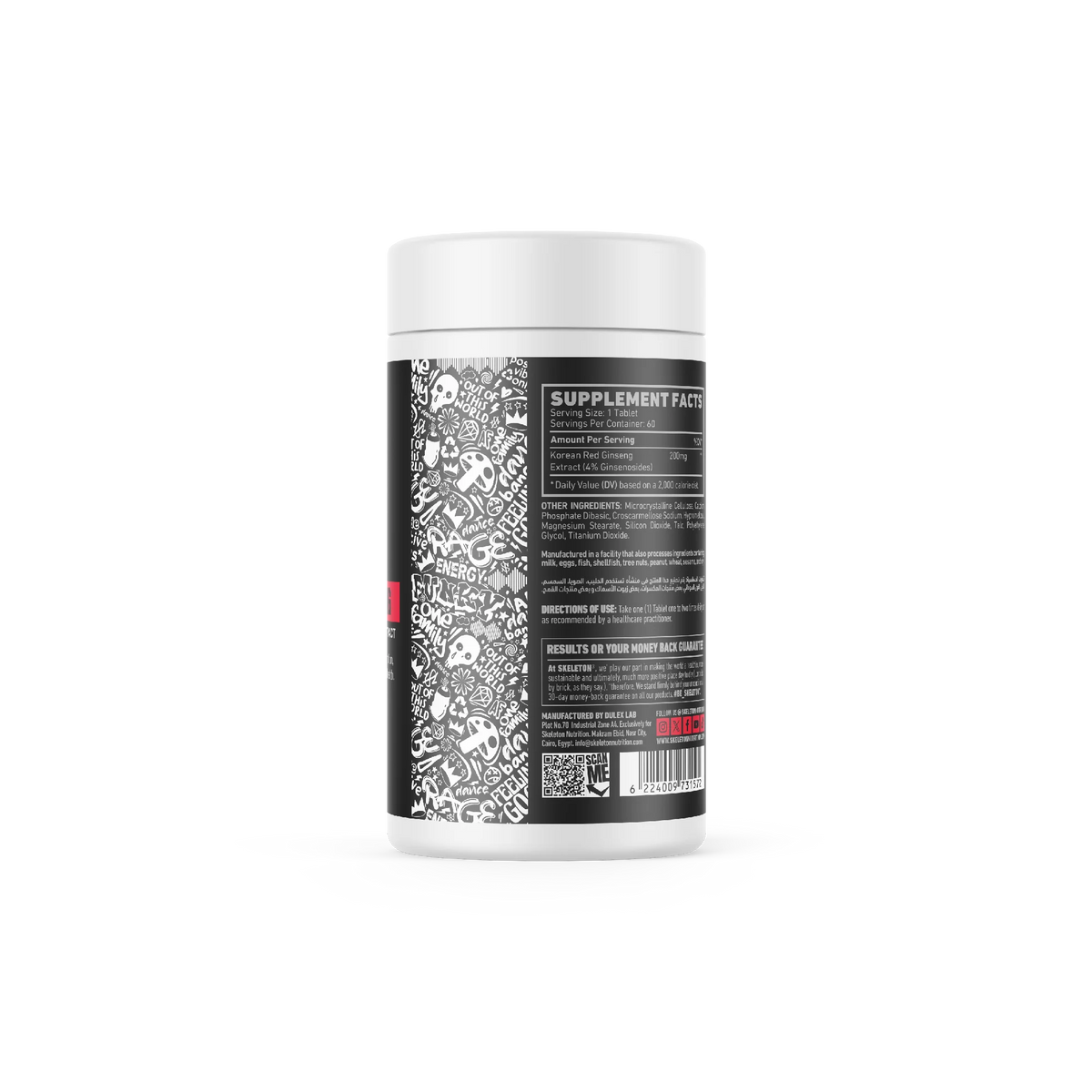  Skeleton Korean Red Ginseng 200mg supplement for energy focus and stamina