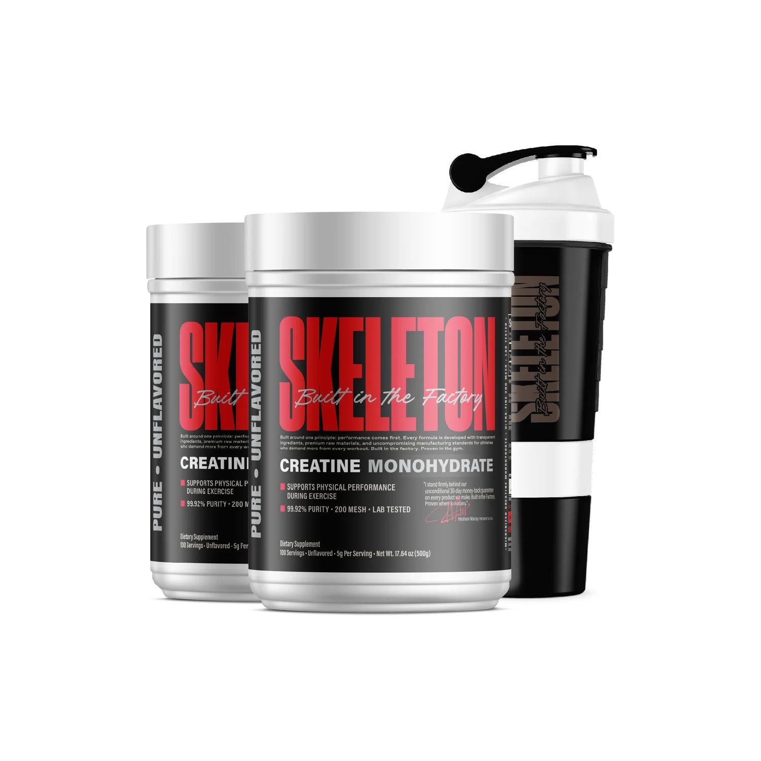 SKELETON Nutrition 2X Creatine Monohydrate 500G Stack – 5G Per Serving, 200 Servings
