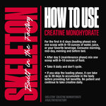 SKELETON Creatine Monohydrate how to use – daily serving and loading phase directions