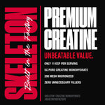 SKELETON Creatine Monohydrate premium value – 5G per serving, 200 mesh micronized creatine