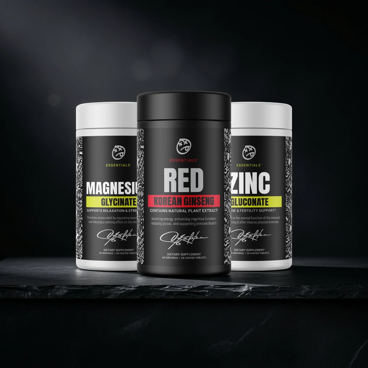 SKELETON Nutrition Zinc, Magnesium and Korean Red Ginseng daily supplement stack