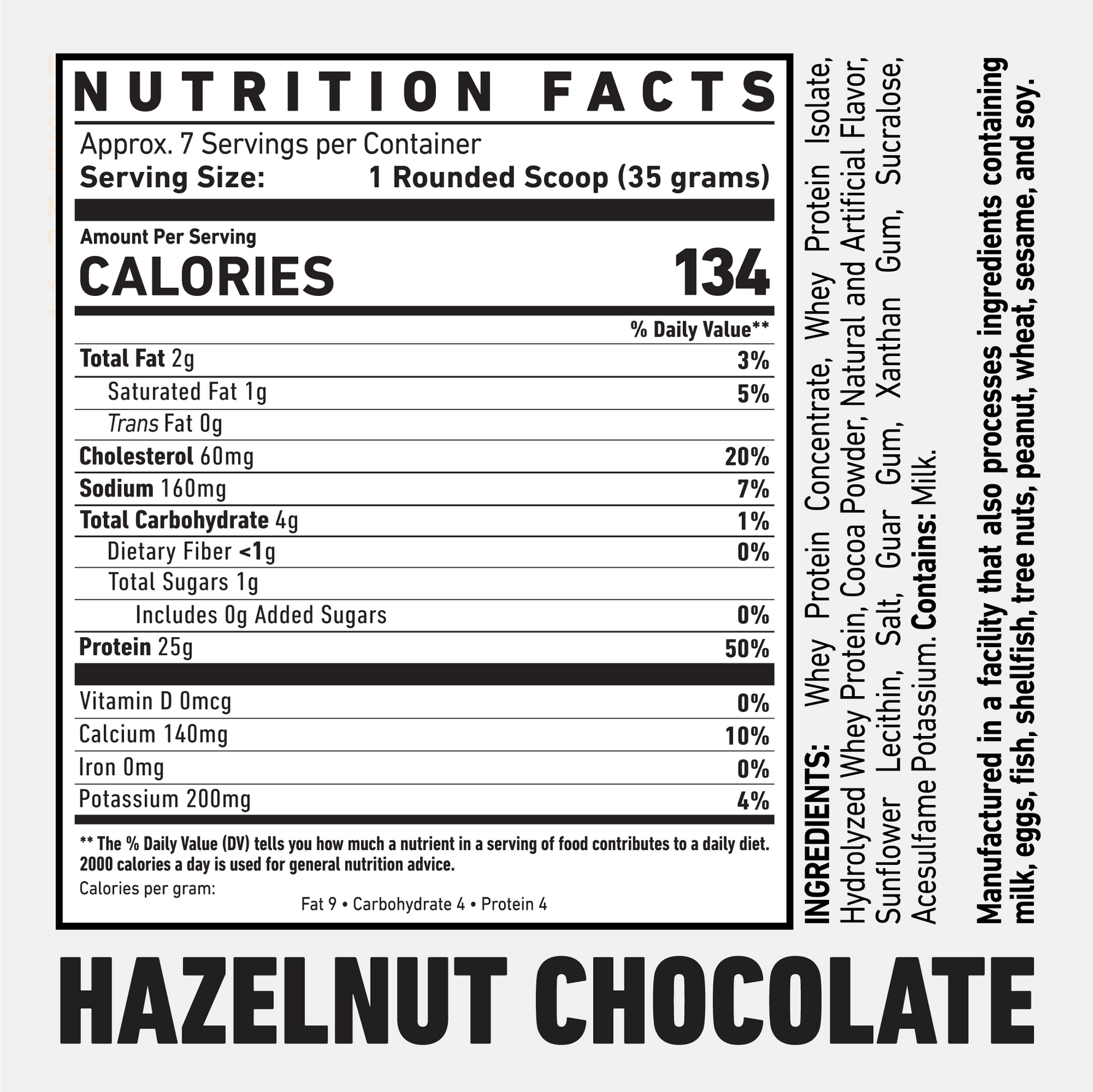 WheyProteinChocolateHazelnutSupplementFacts | Skeleton Nutrition