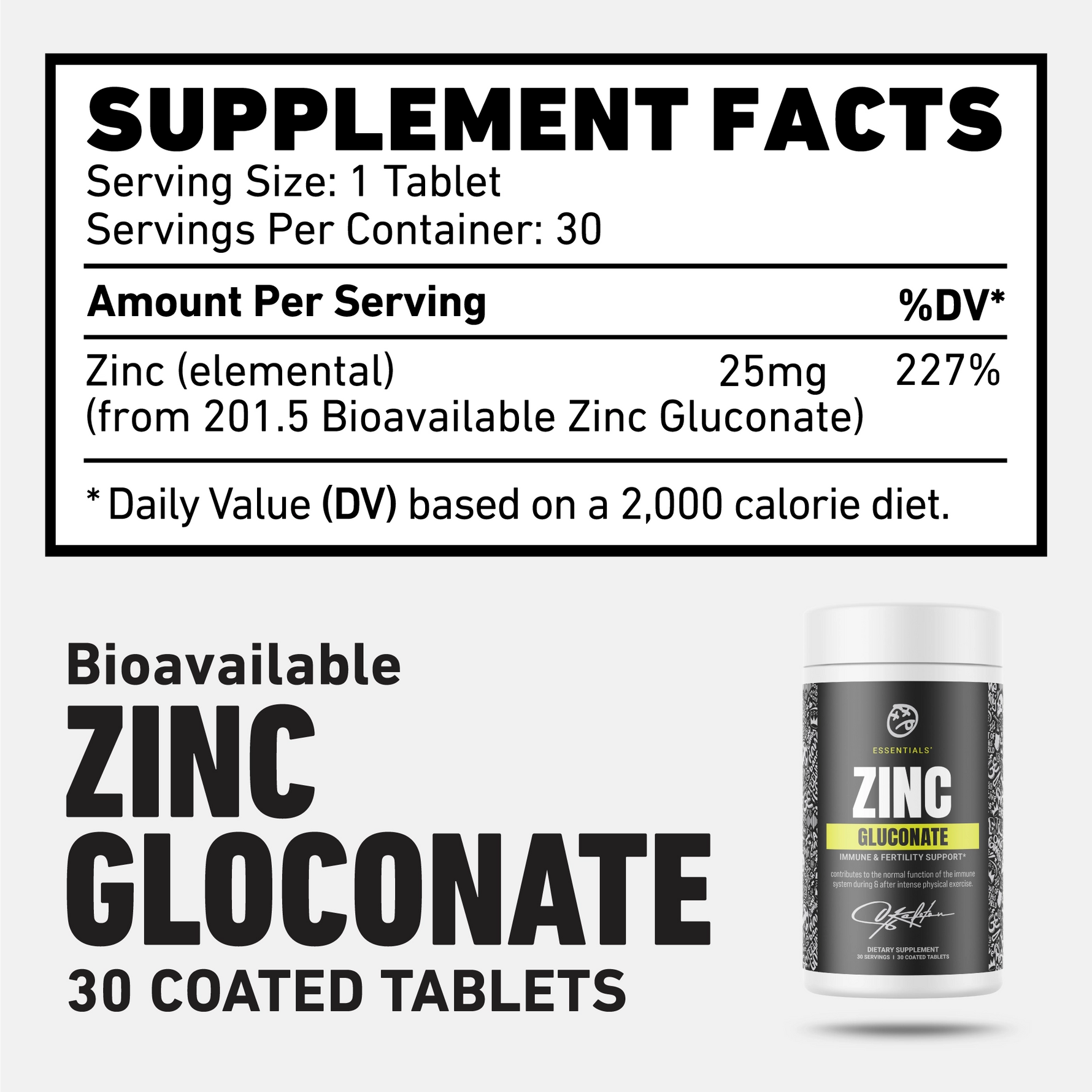 ZincGluconateSupplementFacts | Skeleton Nutrition