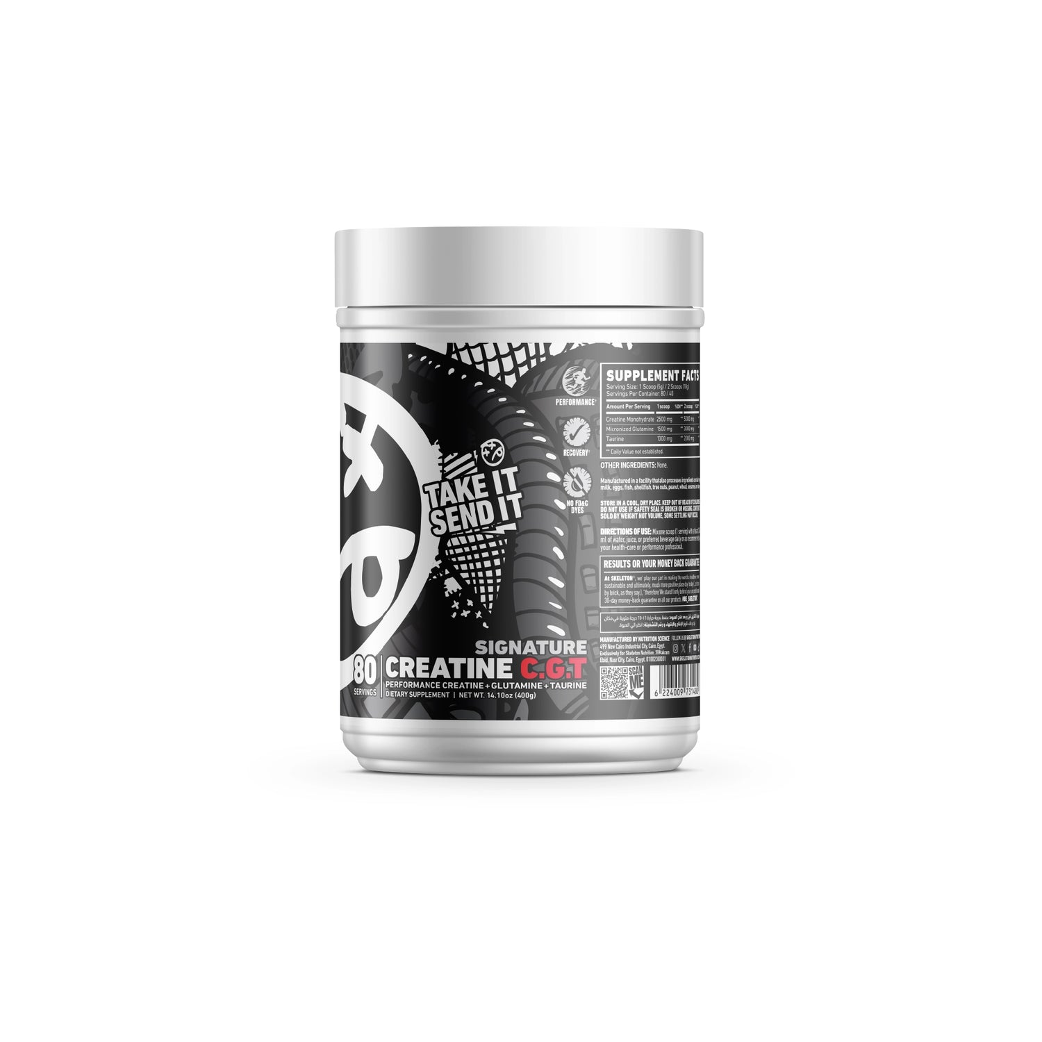 SKELETON® Creatine CGT side angle on clean white studio background