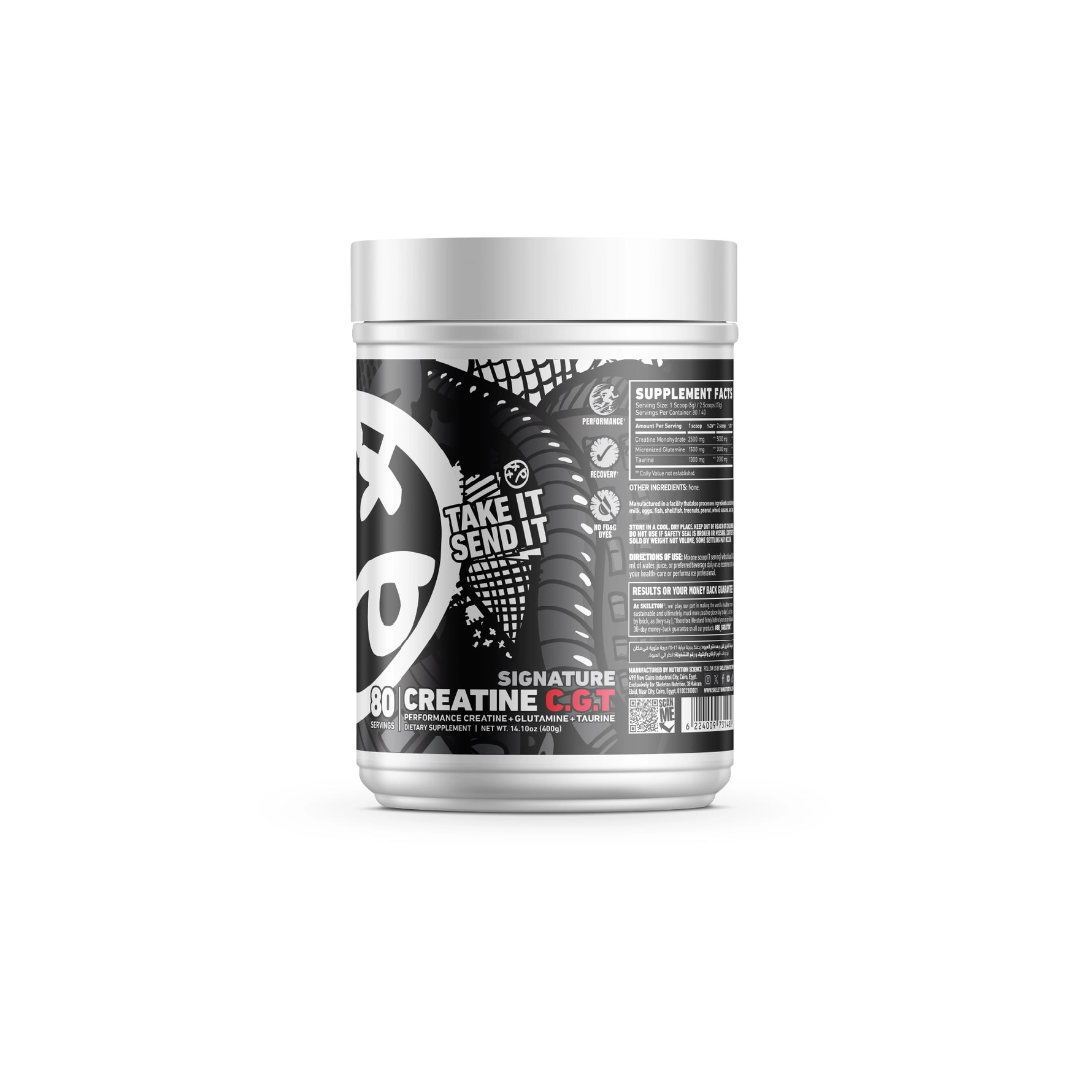 SKELETON® Creatine CGT side angle on clean white studio background