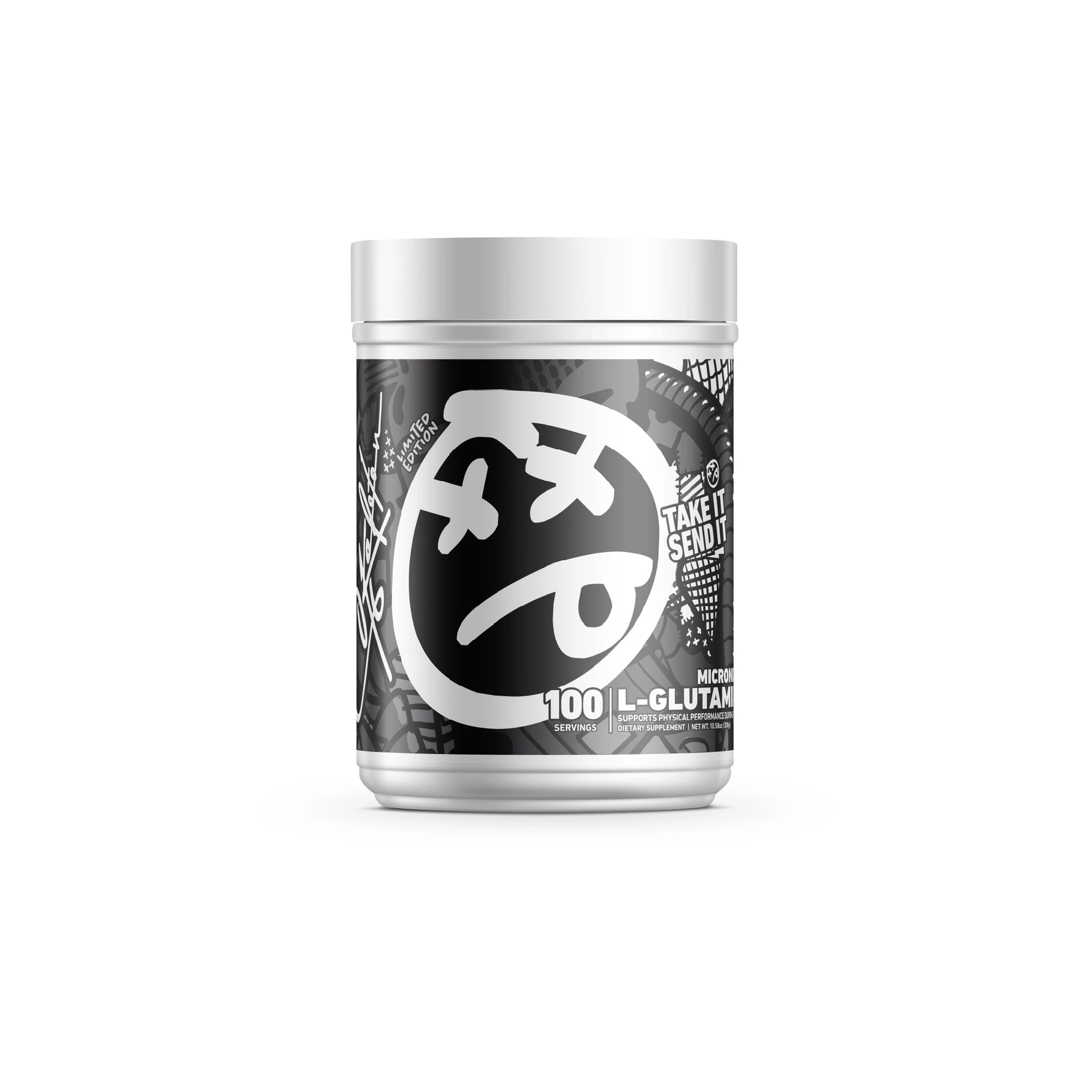 SKELETON® L-Glutamine supplement container for recovery, muscle support, and workout performance