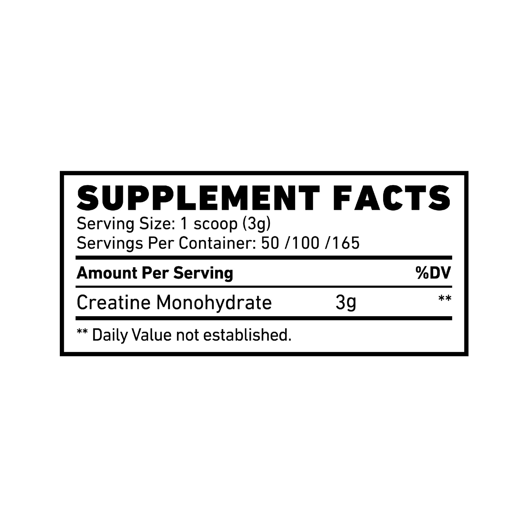 SKELETON Creatine Monohydrate Supplement Facts, Ingredients, Serving Size and Nutrition Information
