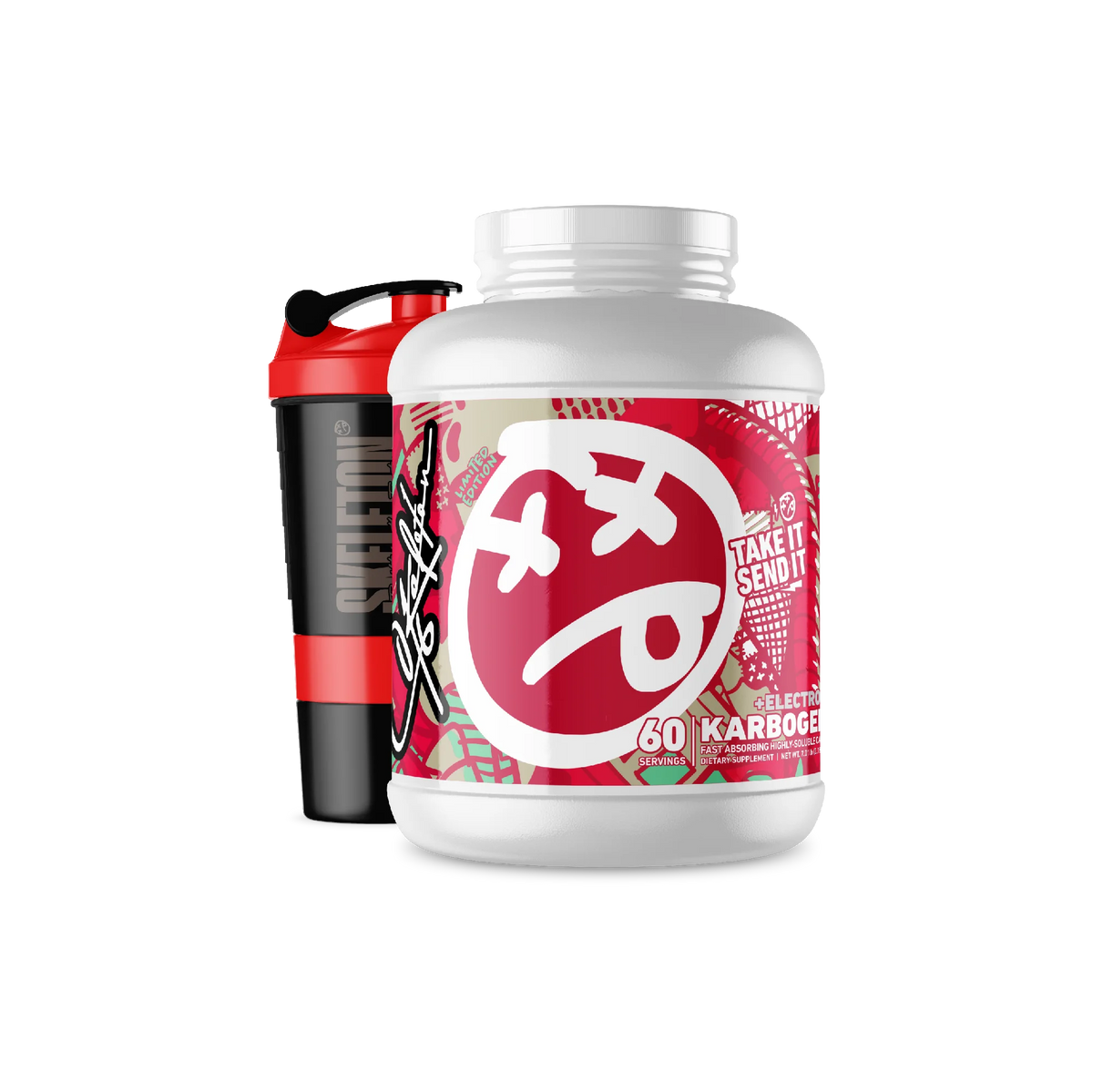 Skeleton KARBOGEN® Bundle with 3.18KG Watermelon carbohydrate and electrolyte supplement and Smart Shaker