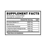 SKELETON Spooky Pre Workout Supplement Facts Panel with Ingredients, Serving Size, Energy, Focus, Muscle Pump and Workout Performance Information