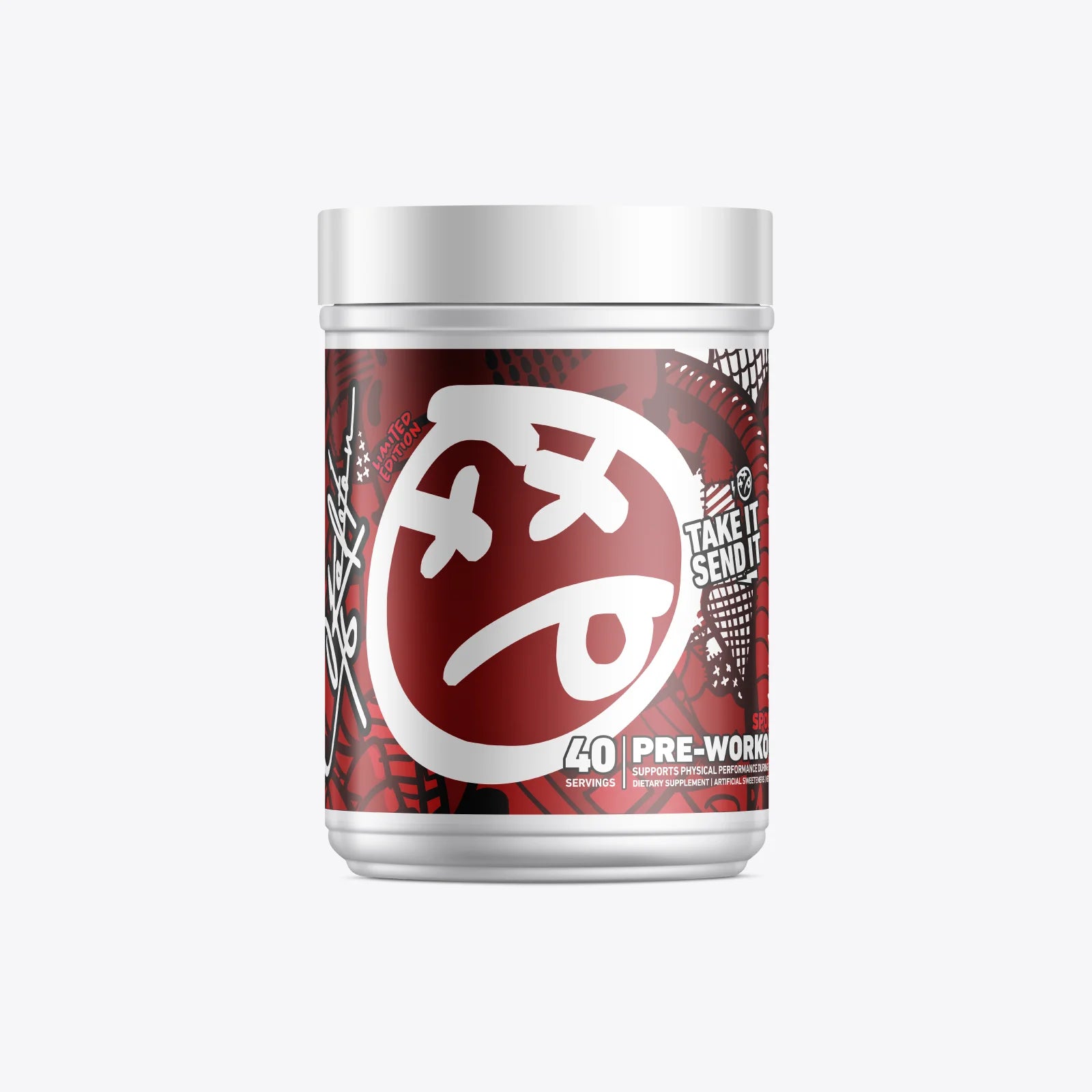SKELETON® SPOOKY Pre-Workout Fruit Punch supplement container front view on a light gray studio background