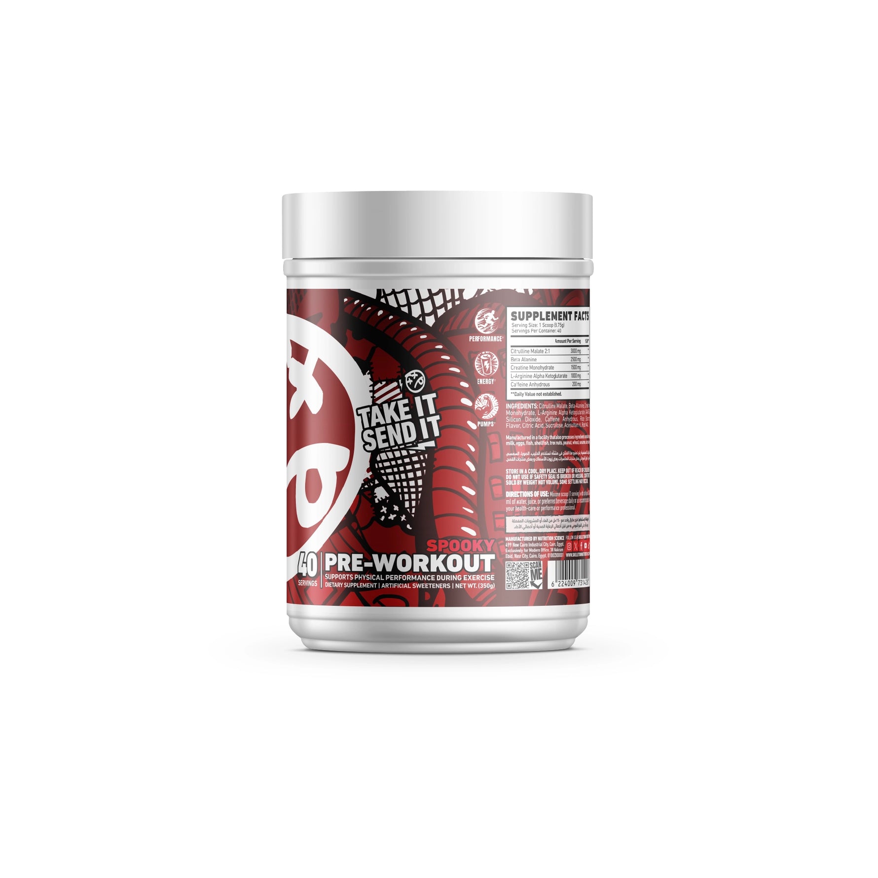 SKELETON® SPOOKY Pre-Workout Fruit Punch side angle on clean white studio background