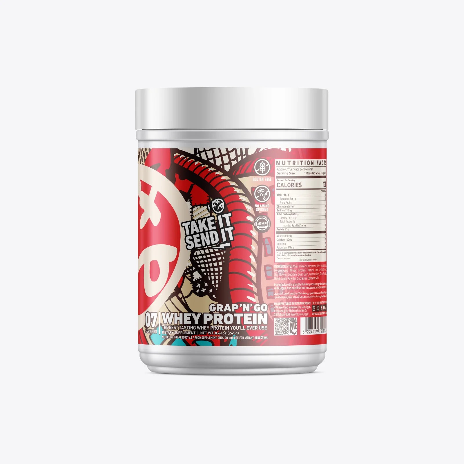 SKELETON® Whey Protein Strawberry Right Side View